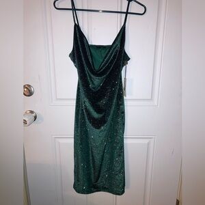 Green Velvet Sparkly Dress size Large IRIS brand